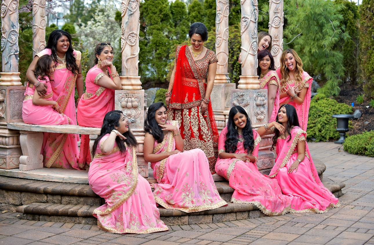 bride and bridesmaids at an indian wedding