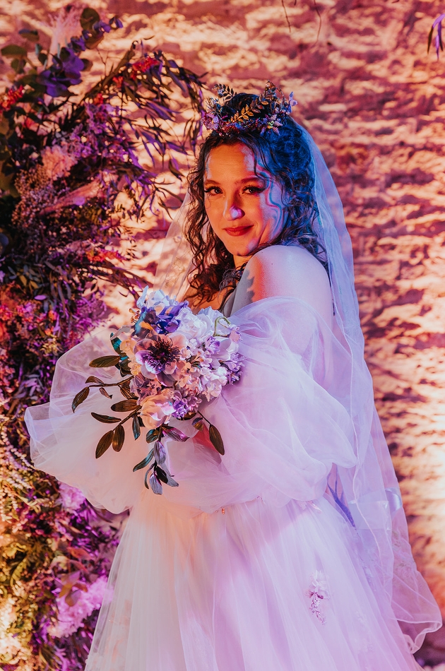 bride holding handmade bouquet