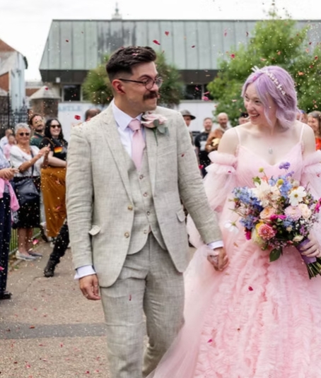 Bride and Groom at Intimate Wedding